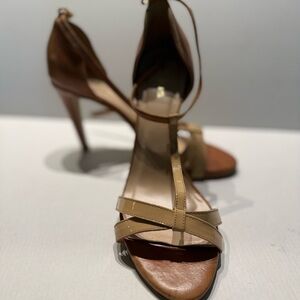 Chic Brown and Tan Strappy Heels